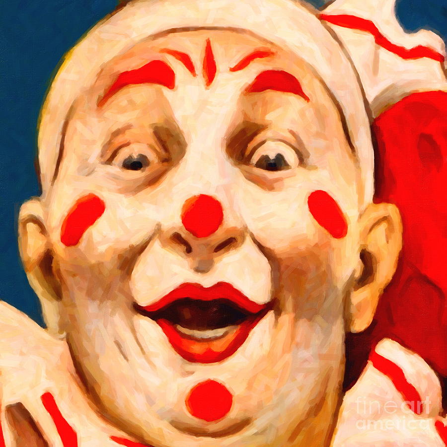 Halloween Photograph - Circus Clown - 2012-1230 - Painterly - Square by Wingsdomain Art and Photography