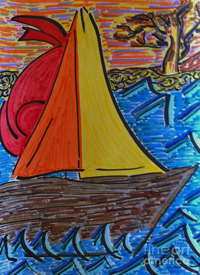 Boat Drawing - Circus Sails by Joseph McCullagh