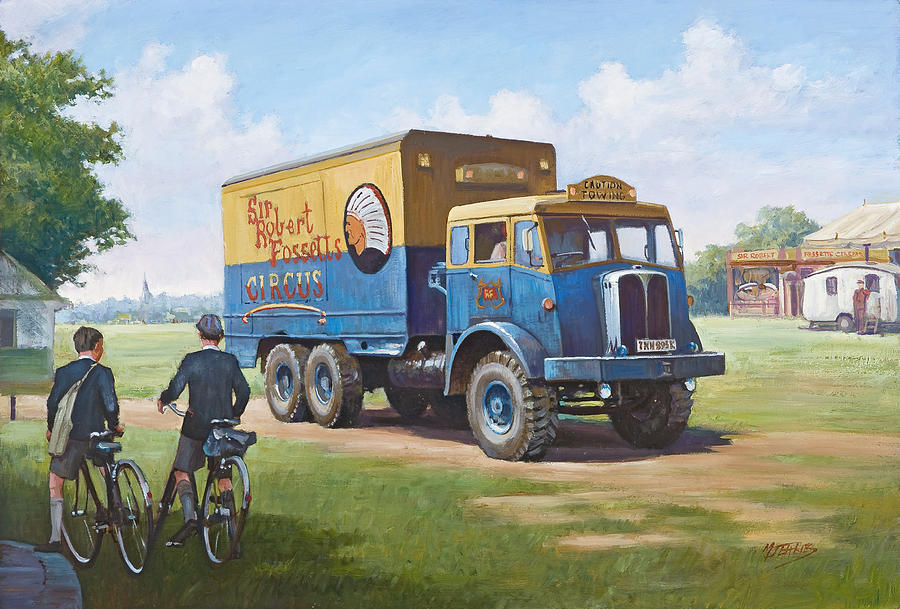 Vintage Painting - Circus truck by Mike Jeffries