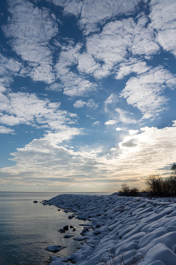 Cirrocumulus Clouds and Sunshine - Lake Ontario Toronto Canada Photograph by Georgia Mizuleva