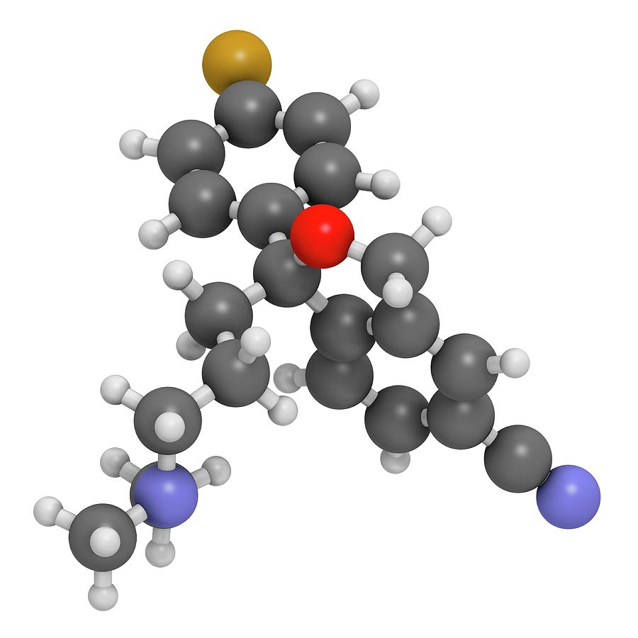 Citalopram Anti-depressant Drug Molecule Photograph by Science Photo Library Citalopram Anti-depressant Drug Molecule Photograph by Science Photo Library