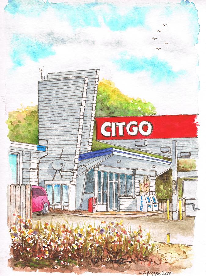 Citgo Service Station in Elm St - McHenry - IL Painting by Carlos G Groppa