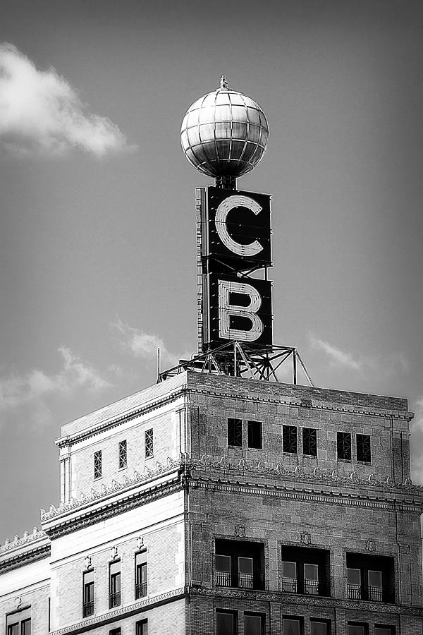 Citizens Bank Weather Ball Black and White Photograph by Scott Hovind