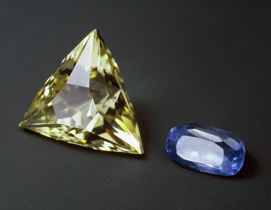 Citrine And Sapphire Gemstones Photograph by Natural History Museum, London/science Photo Library