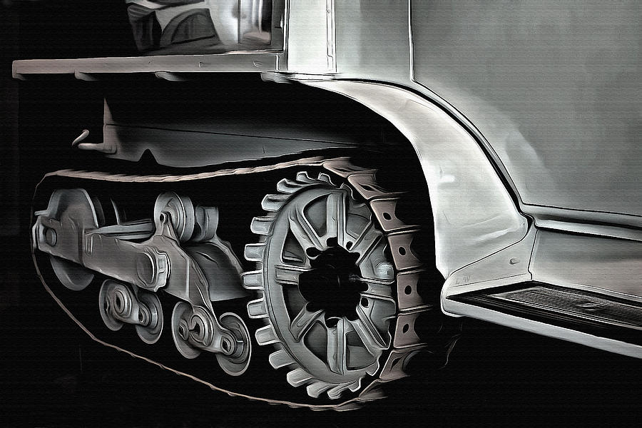Black And White Painting - Citroen Half Track - Automobile  by L Wright
