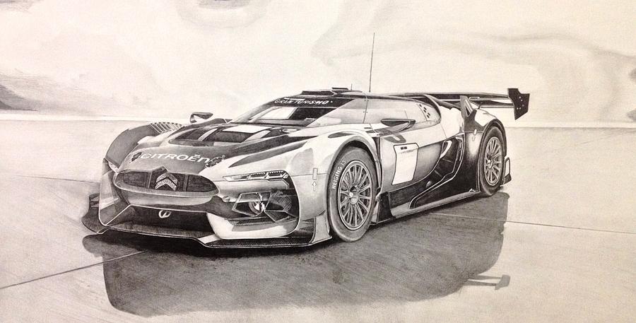 Citrogen Gt Racecar Drawing By Gary Reising