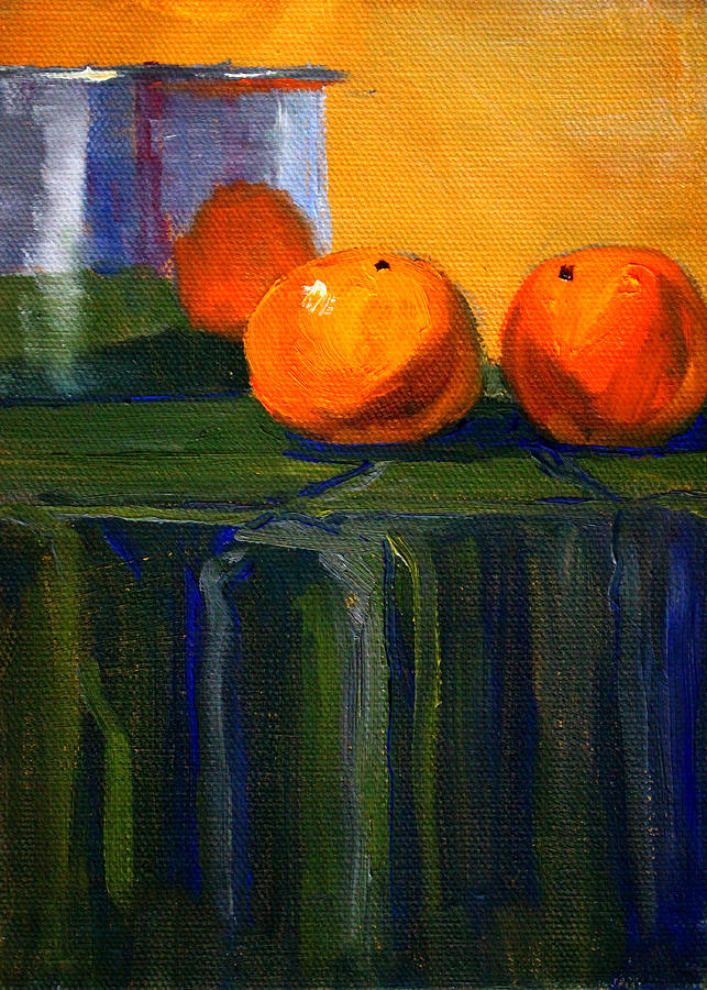 Still Life Painting - Citrus Chrome by Nancy Merkle