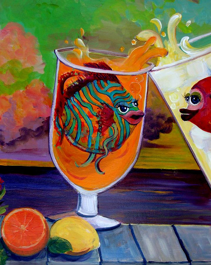 Sunset On Lake Painting - Citrus Sunset by Linda Kegley