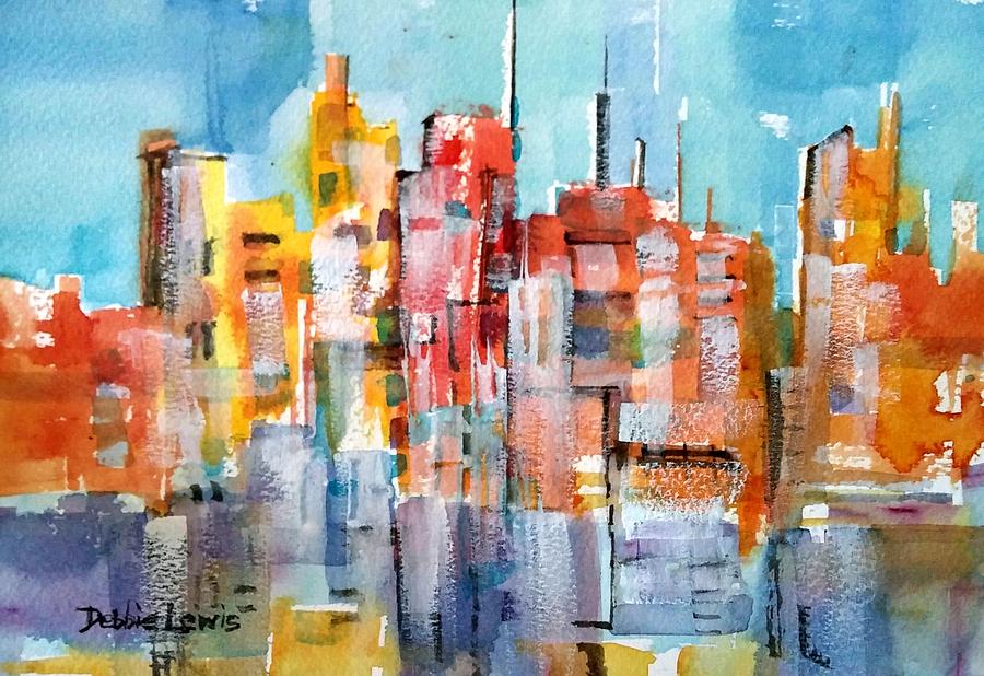 City Abstraction Painting by Debbie Lewis