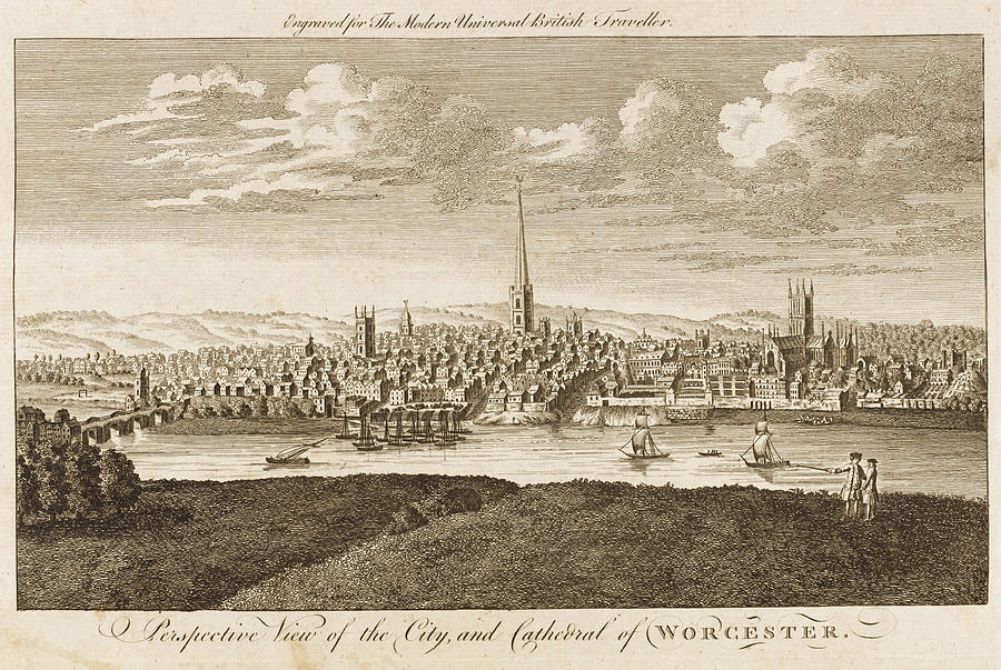 City And Cathedral, Worcester Date Drawing by Mary Evans Picture ...