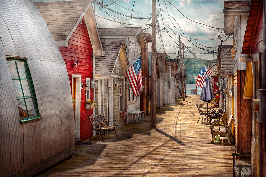 Flag Photograph - City - Canandaigua NY - Shanty town  by Mike Savad