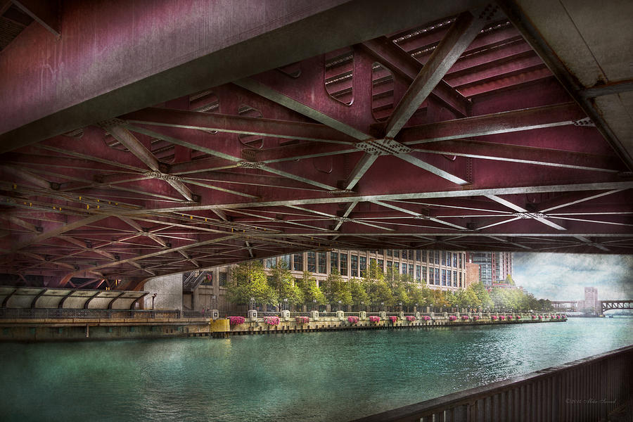 Chicago Photograph - City - Chicago IL - Underneath the William P Fahey Bridge  by Mike Savad