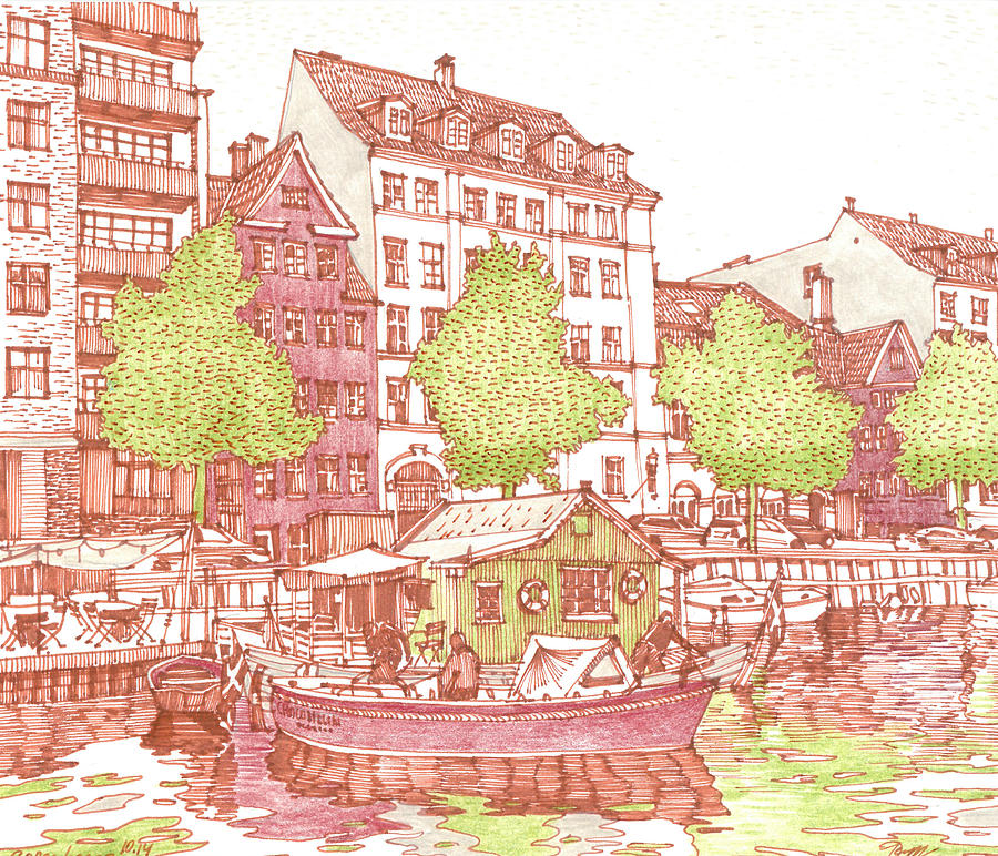 City. Copenhagen Drawing by Olga Sorokina