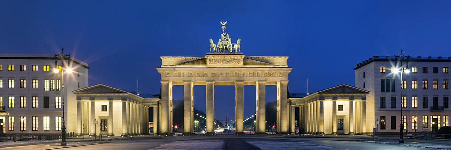 City Gate Lit Up At Night, Brandenburg Photograph by Panoramic Images