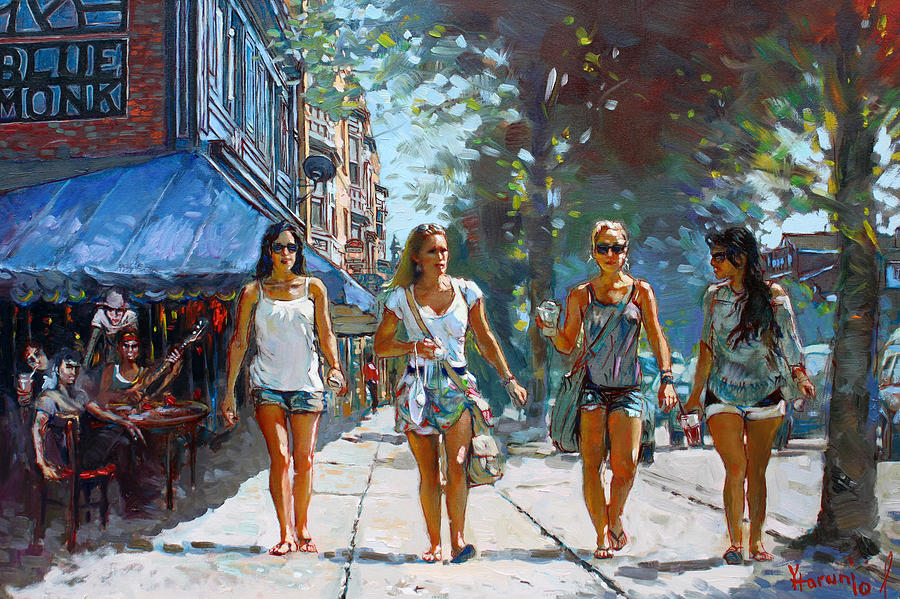 Landscape Painting - City Girls by Ylli Haruni