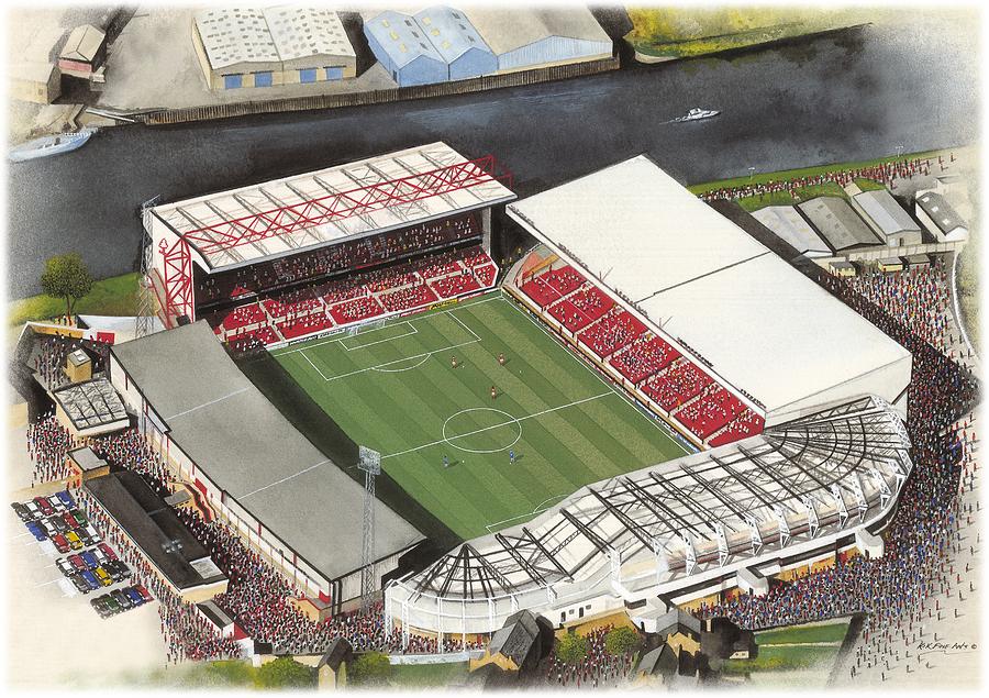Football Painting - City Ground - Nottingham Forest by Kevin Fletcher