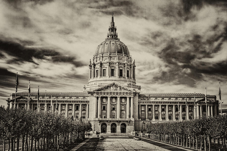 City Hall Antiqued Print Photograph by Diana Powell