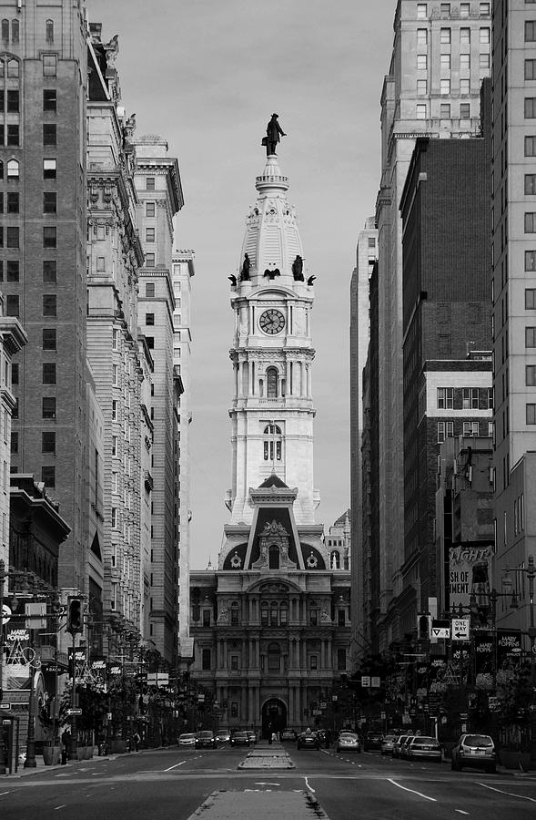Philadelphia Photograph - City Hall b/w by Jennifer Ancker