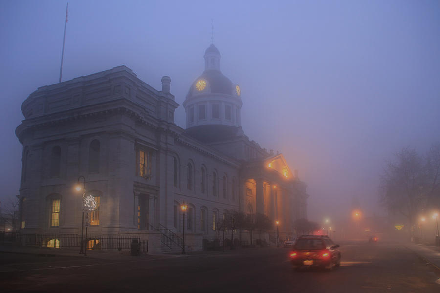 City Hall in Fog Photograph by Jim Vance