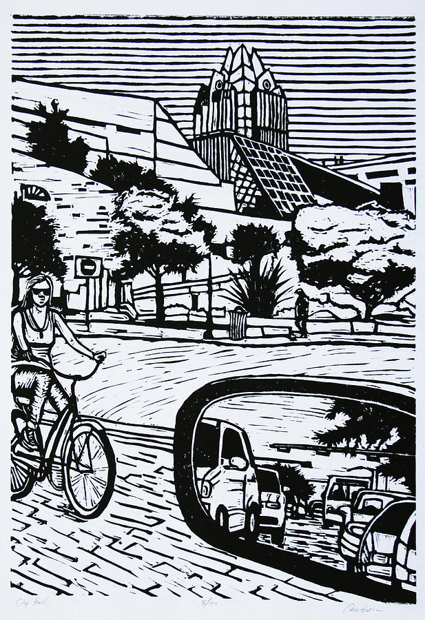 Texas Drawing - City Hall by William Cauthern Texas Drawing - City Hall by William Cauthern