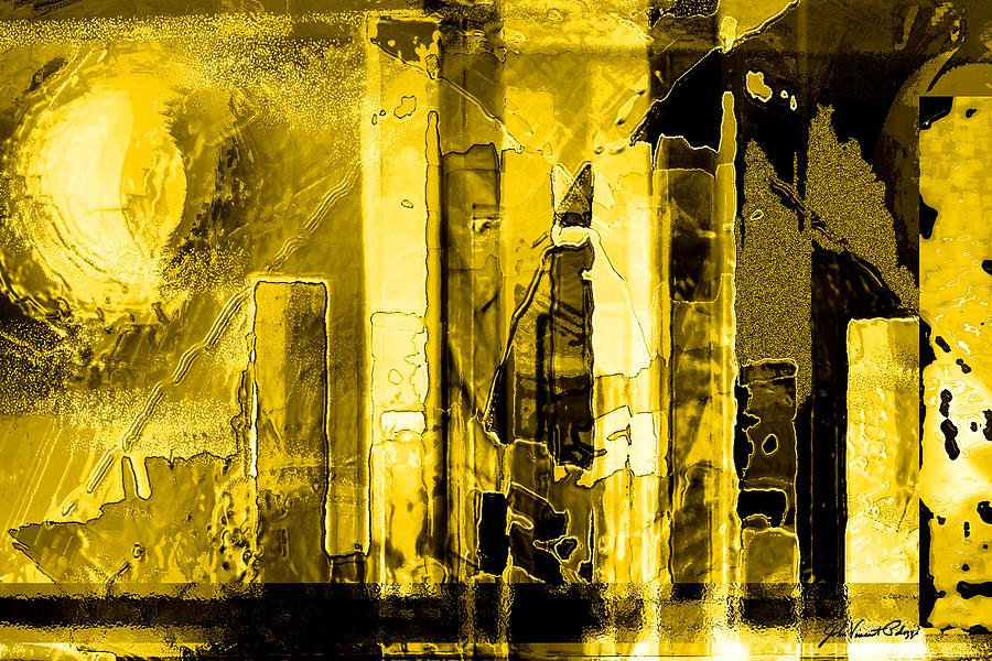 City in Gold and Black Digital Art by John Vincent Palozzi