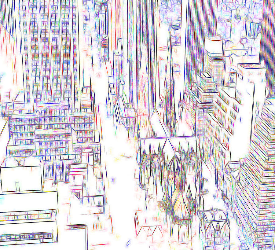 City in lines  Digital Art by Cathy Anderson