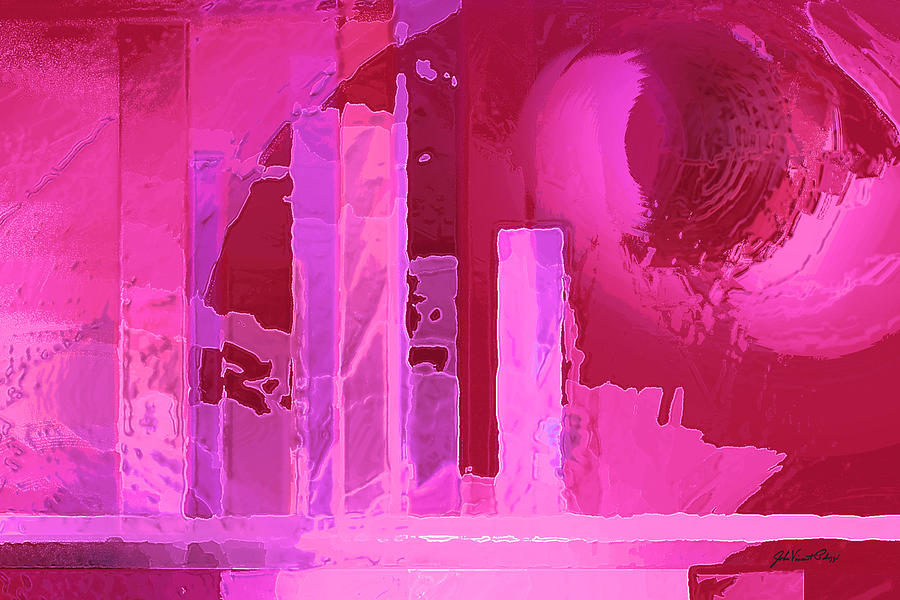 City in Pink and Red Digital Art by John Vincent Palozzi