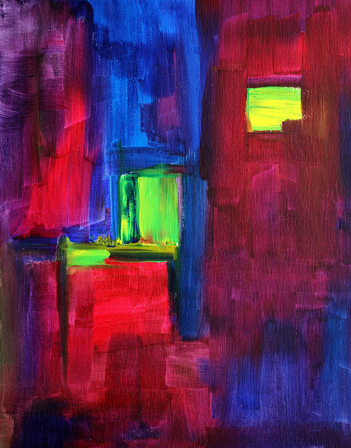 City Life Abstract Painting by Nancy Merkle