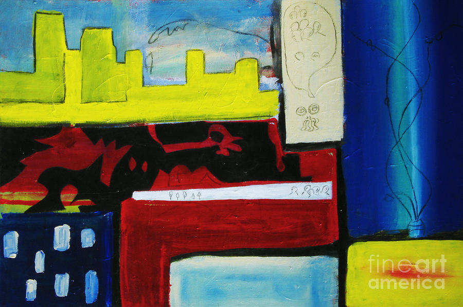 Abstract Painting - City Life by Jeff Barrett