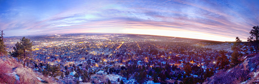 City Lights Boulder Colorado Panorama Sunrise Photograph by James BO Insogna