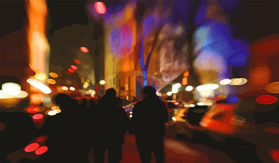 City Lights Painting by Lelia DeMello