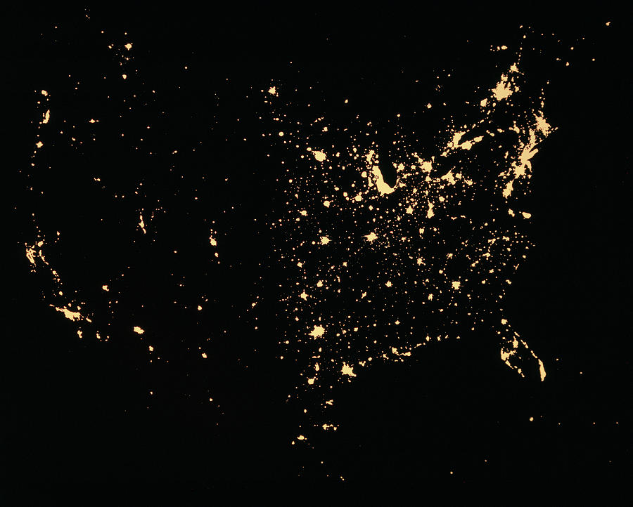 City Lights Of The Usa Photograph by National Snow Ice Data Center/science Library Fine Art America