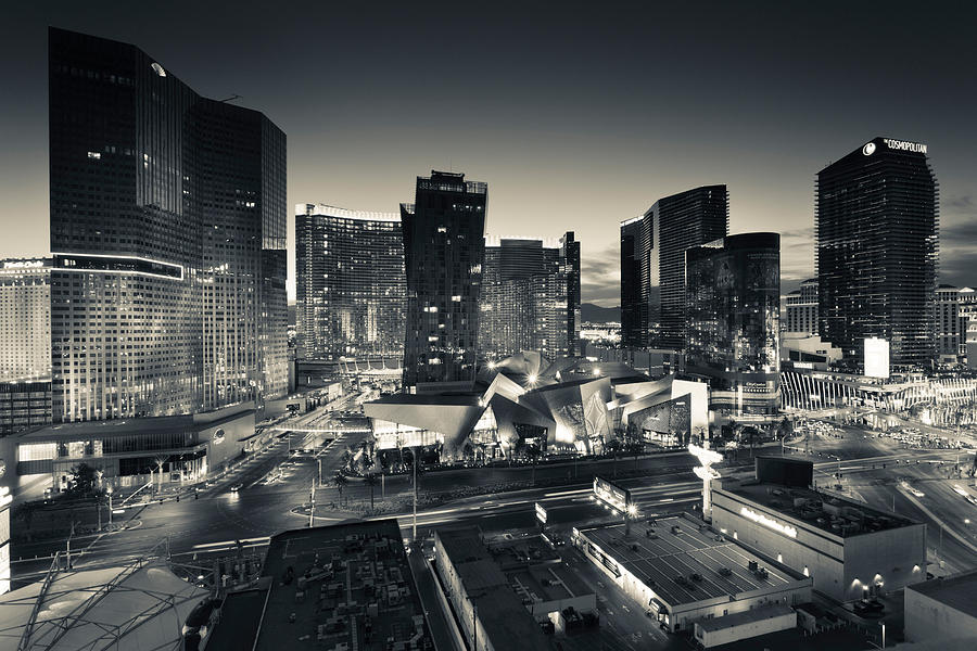 Las Vegas Photograph - City Lit Up At Dusk, Citycenter Las by Panoramic Images