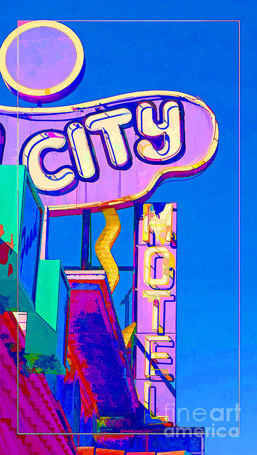 Vintage Photograph - City Motel Old Neon Sign Las Vegas Oil by Edward Fielding