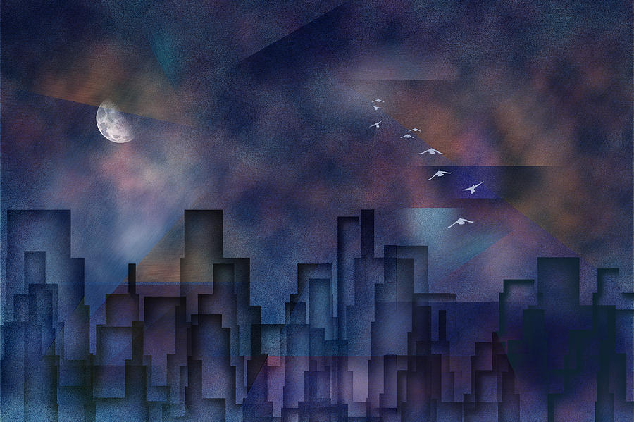 City Night Digital Art by Bruce Rolff