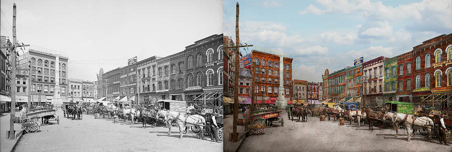 City - Norfolk VA - Hardware and Liquor - 1905 - Side by side Photograph by Mike Savad
