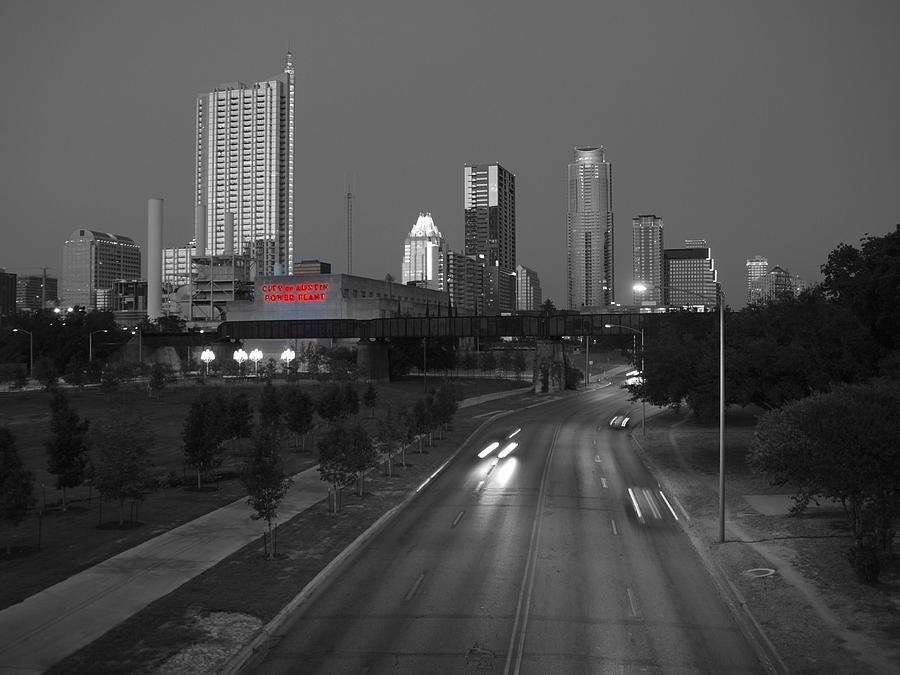 Skyline Photograph - City of Austin Power Plant by James Granberry