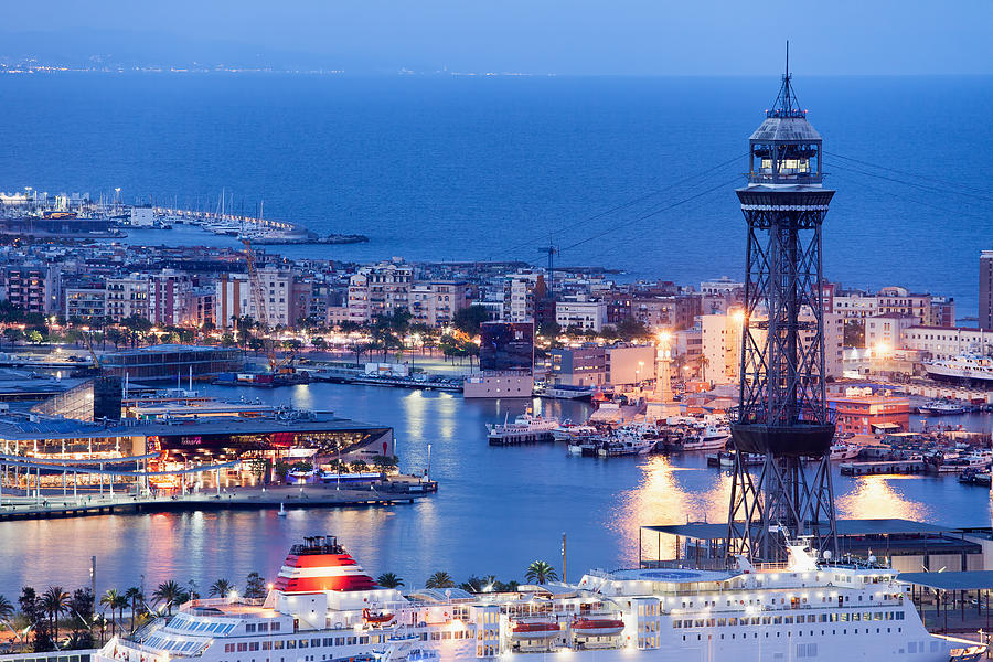 Barcelona Photograph - City of Barcelona from Above at Night by Artur Bogacki