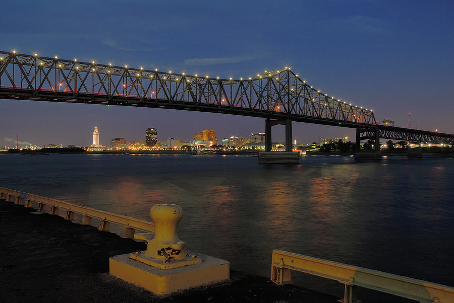 City Of Baton Rouge Framed By Bridge Photograph by Paul D. Taylor