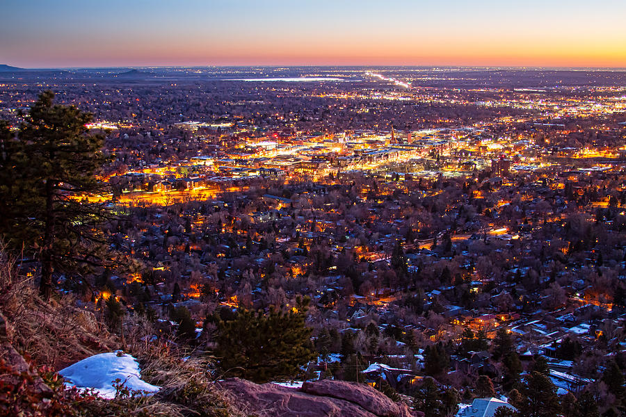 City Of Boulder Colorado Downtown Scenic Sunrise View Photograph