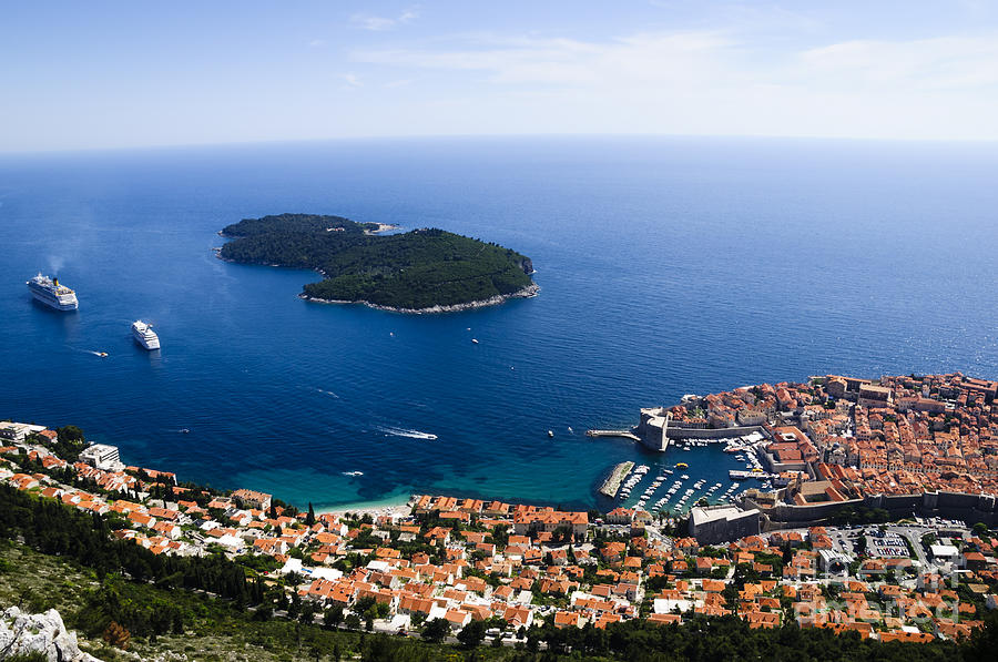 Architecture Photograph - City of Dubrovnik and Lokrum Island Croatia by Oscar Gutierrez