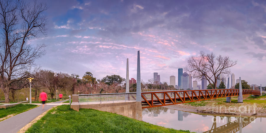 City Of Houston Skyline Panorama From Buffalo Bayou Park Photograph