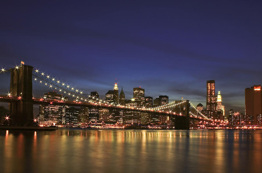 Brooklyn Bridge Photograph - City of Lights by Evelina Kremsdorf