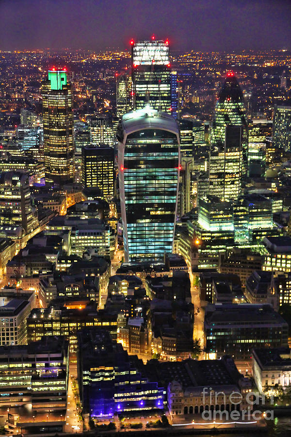 City of London Skyline at Night Photograph by Jasna Buncic