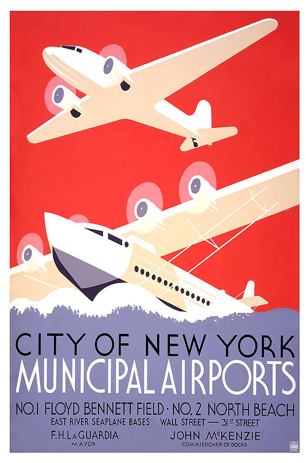 City Of New York Municipal Airports Mixed Media by David Wagner