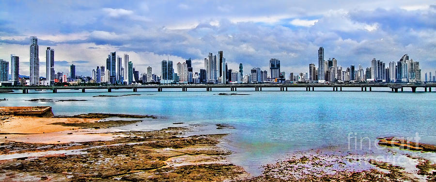 City of Panama Panoramic from El Casco Viejo by Diana Sainz Photograph by Diana Raquel Sainz