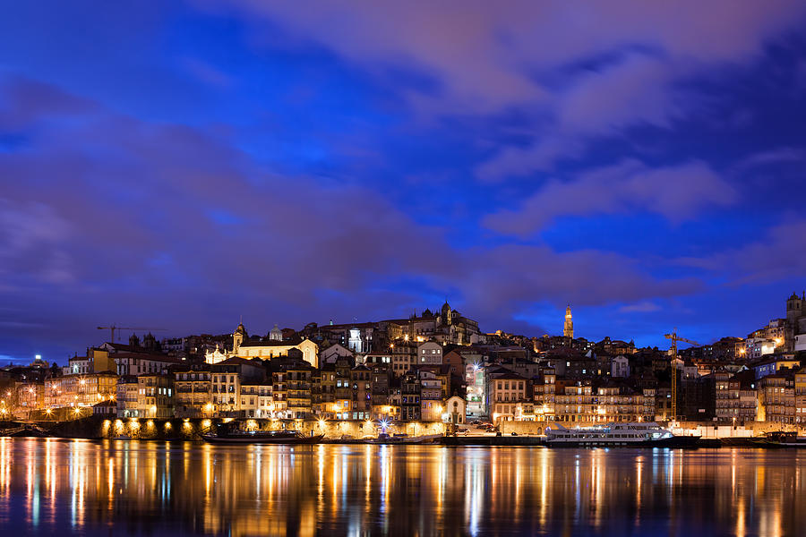 Architecture Photograph - City of Porto by Night in Portugal by Artur Bogacki