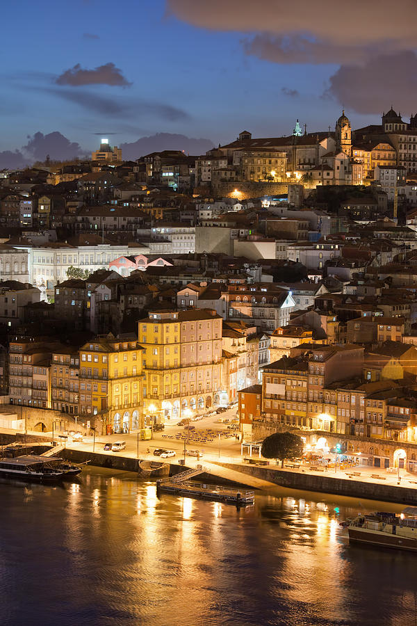 City of Porto in Portugal by Night Photograph by Artur Bogacki