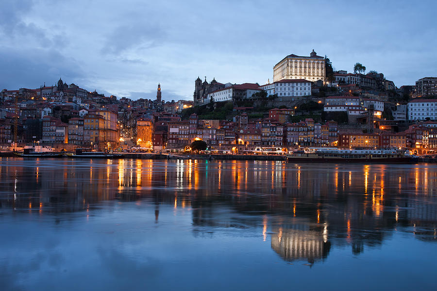 City of Porto Skyline at Dusk in Portugal Photograph by Artur Bogacki