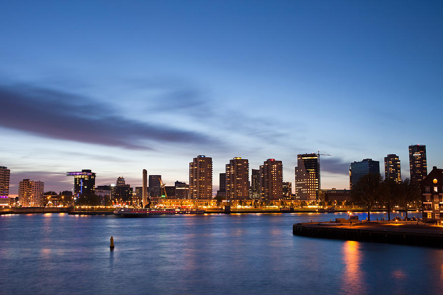 City of Rotterdam River View at Dusk Photograph by Artur Bogacki